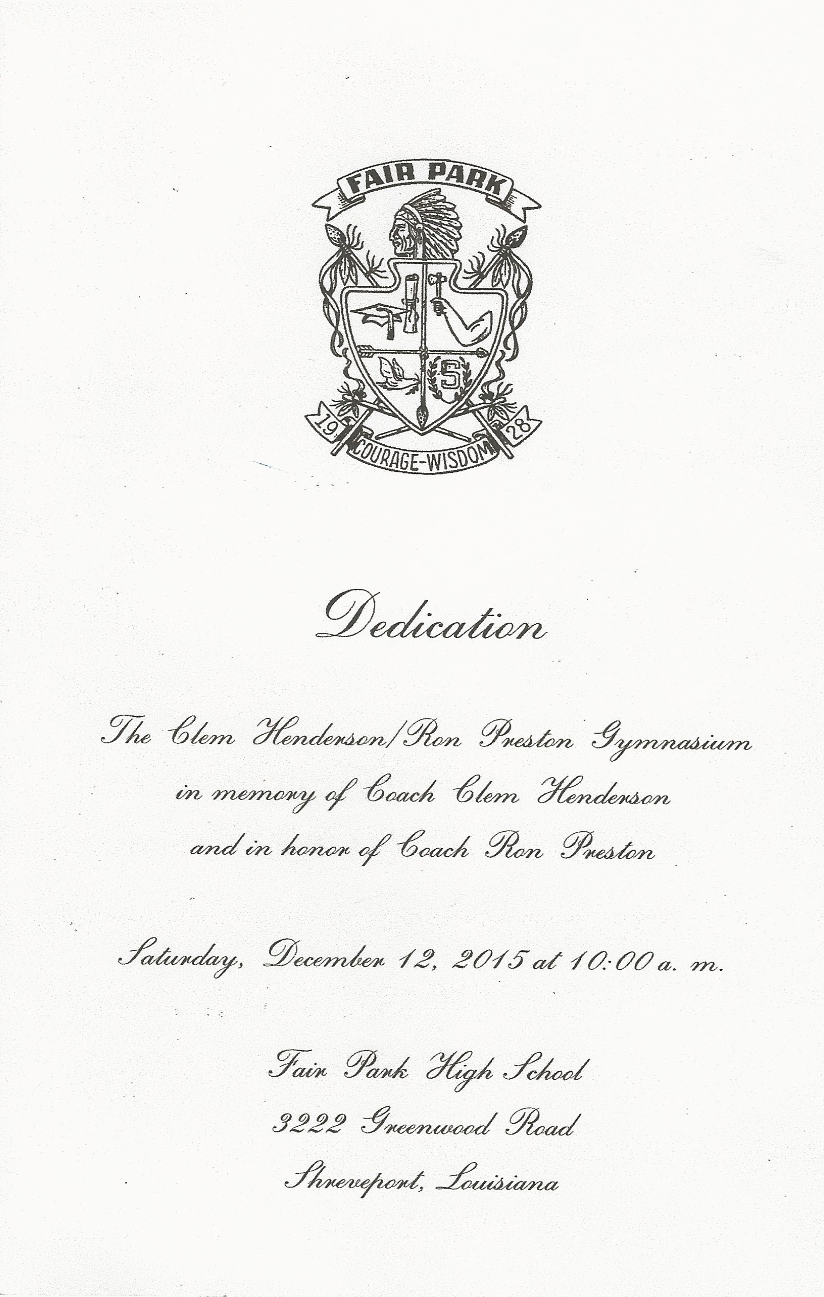 Dedication Program